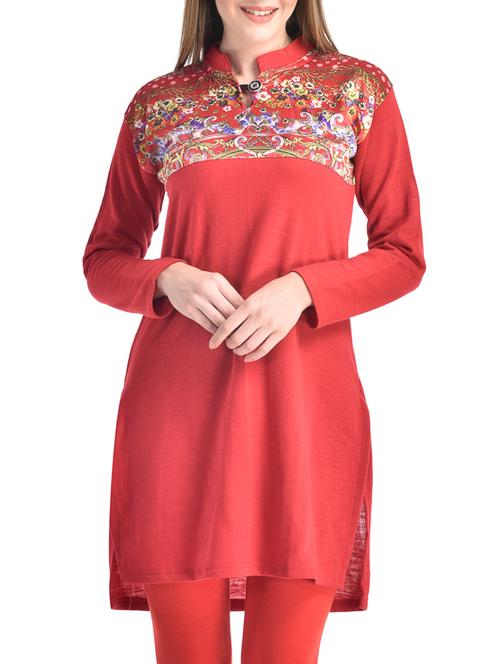 sritika red woolen kurti - 12089826 - Very Small Image - 1