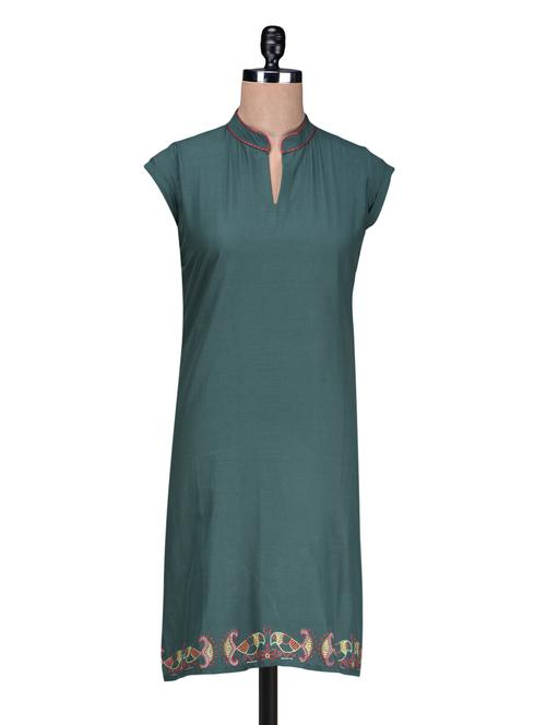 dark green embroidered kurti - 1209079 - Very Small Image - 1