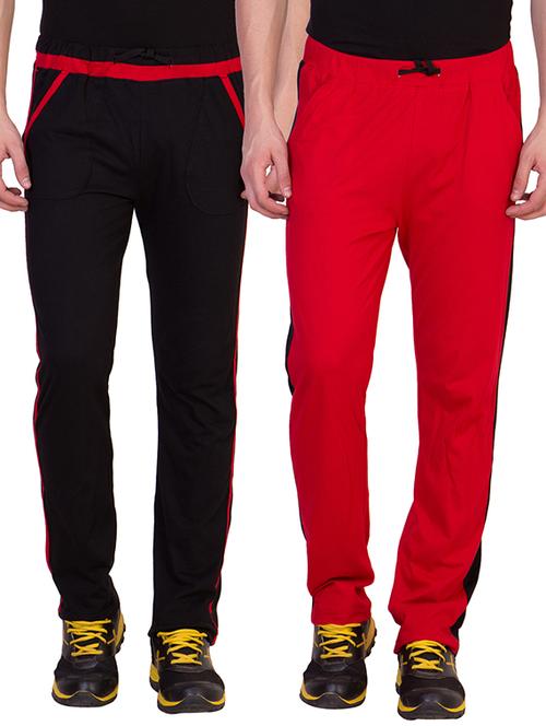 multi colored cotton full length track pant - 12090955 - Very Small Image - 1