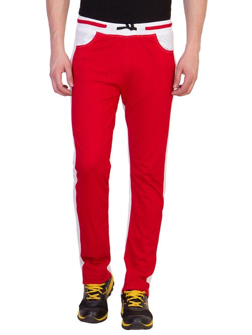 red color block full length track pant - 12090999 - Very Small Image - 1