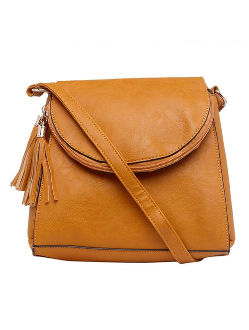 yellow synthetic leather sling bag - 12095962 - Very Small Image - 1