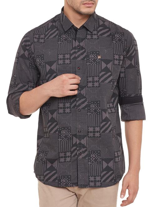 grey cotton casual shirt - 12096030 - Very Small Image - 1