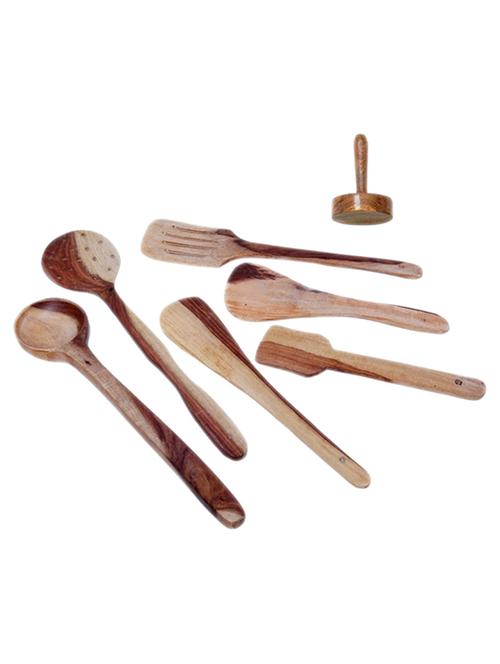 desi karigar wooden skimmer set of 6 + 1 masher - 12096654 - Very Small Image - 1