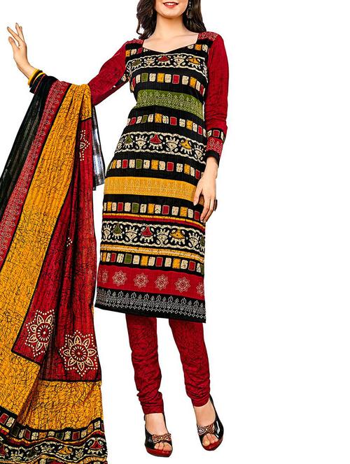 multi colored cotton unstitched suit - 12096865 - Very Small Image - 1