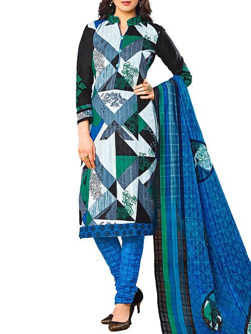 multi colored cotton unstitched suit - 12096873 - Very Small Image - 1