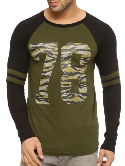olive green cotton tshirt - 12097540 - Very Small Image - 1