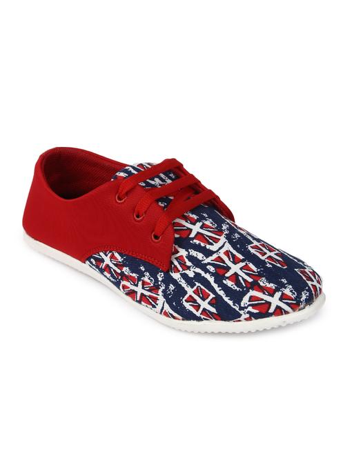 red canvas laceup sneakers - 12098300 - Very Small Image - 1