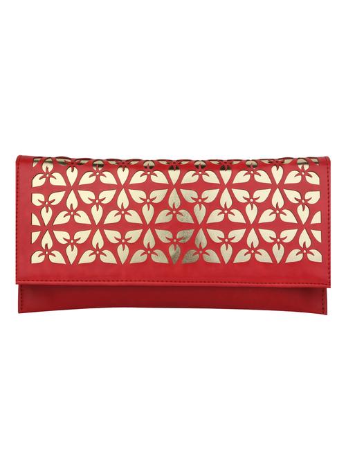 red leatherette textured clutch - 1209872 - Very Small Image - 1