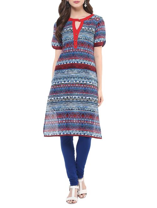 multi colored cotton kurti - 12100601 - Very Small Image - 1
