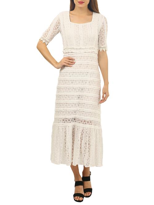 white lace a-line dress - 12103253 - Very Small Image - 1