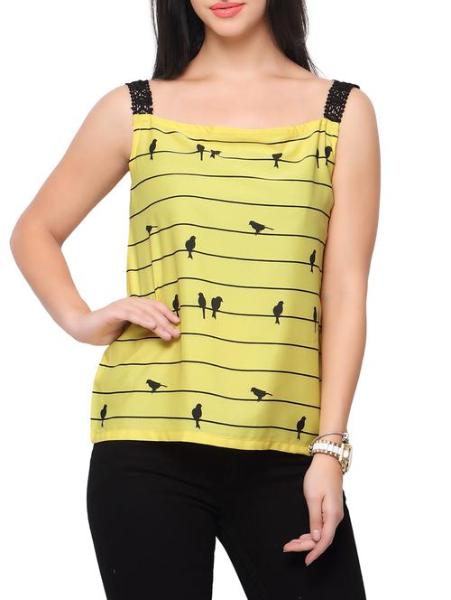 yellow printed crepe regular top - 12104560 - Very Small Image - 1
