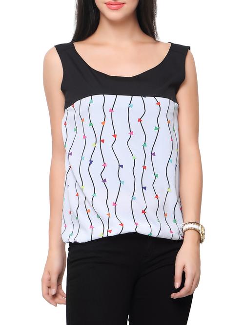 white and black printed crepe top - 12104573 - Very Small Image - 1