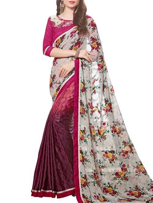 multi colored chiffon saree with blouse - 12104833 - Very Small Image - 1