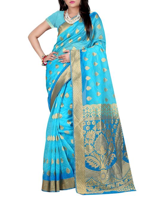 multi colored silk banarasi saree with blouse - 12105572 - Very Small Image - 1