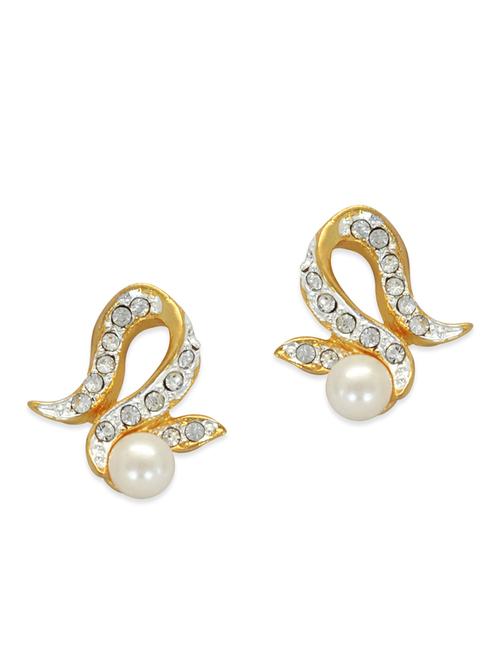 gold pearl metal studs earring - 12106936 - Very Small Image - 1