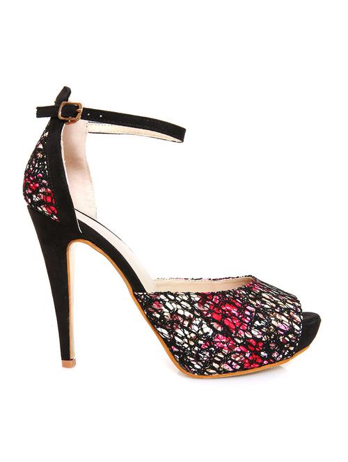 black textured leatherette heels - 1210746 - Very Small Image - 1