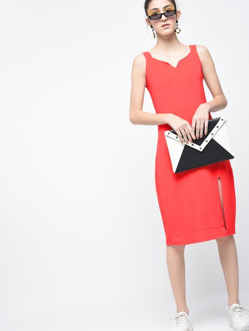 solid red lycra dress - 12107555 - Very Small Image - 1