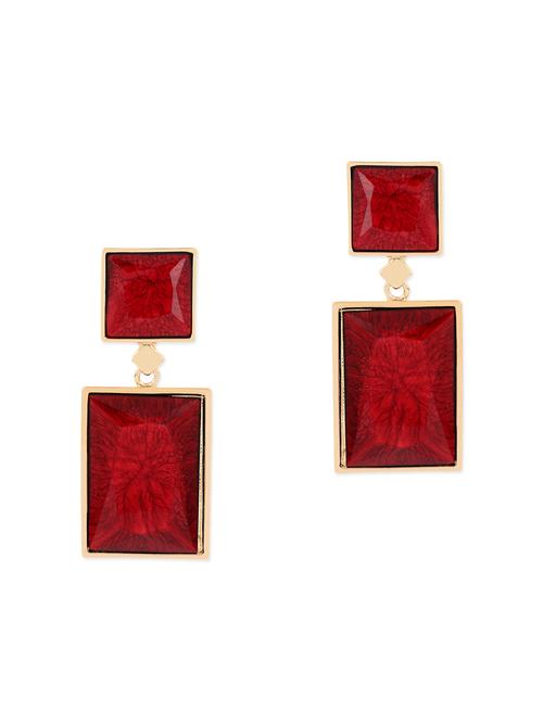 red brass drop earring - 12107931 - Very Small Image - 1