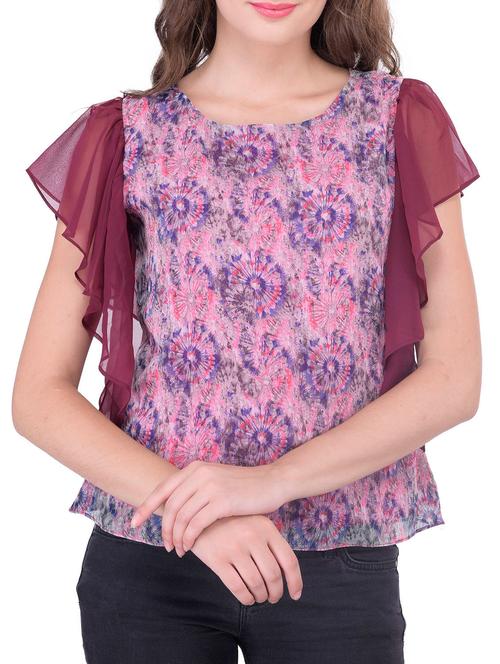 pink georgette regular top - 12108153 - Very Small Image - 1