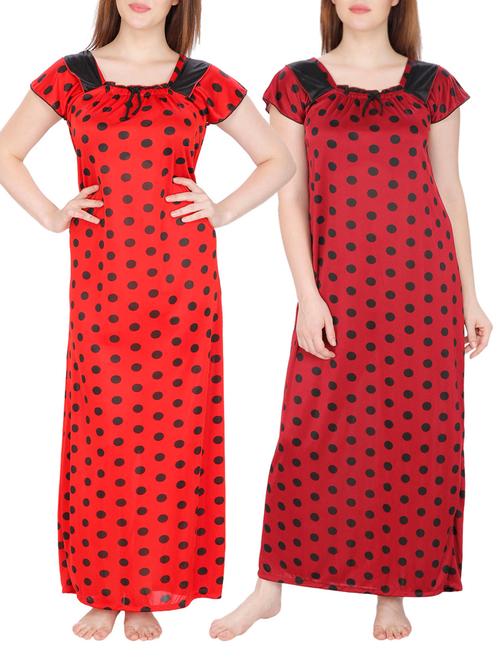 multicoloured polka dot cotton night gown (set of 2) - 12110634 - Very Small Image - 1