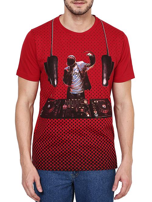 red cotton graphic t-shirt - 12112844 - Very Small Image - 1