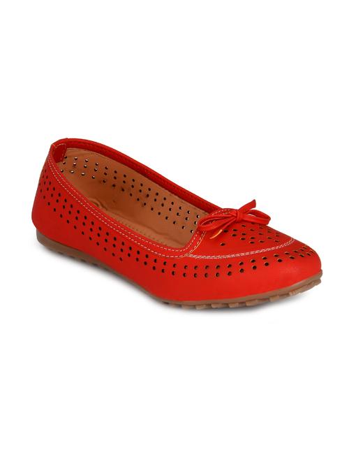 red cut work leatherette ballerina - 12113044 - Very Small Image - 1