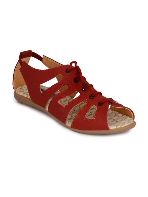 maroon leatherette sandal - 12113265 - Very Small Image - 1