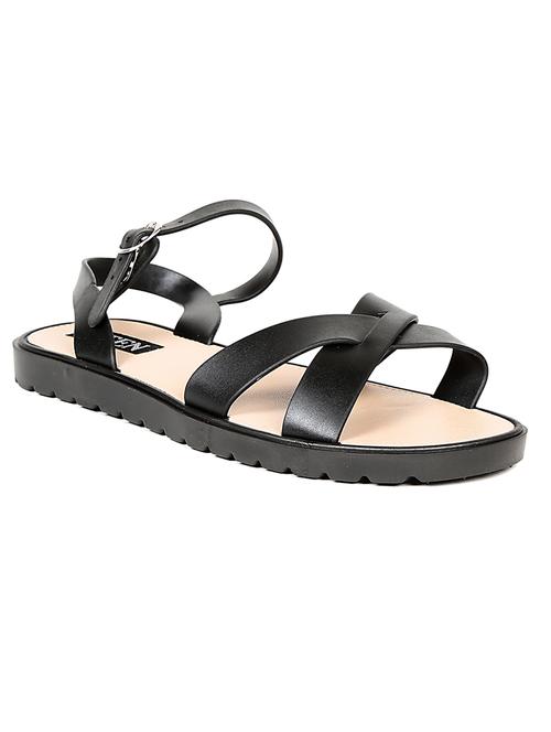black pvc slip on sandals - 12115462 - Very Small Image - 1