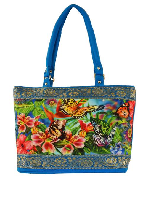 multicolour digital printed dupion silk hand bag - 1211698 - Very Small Image - 1
