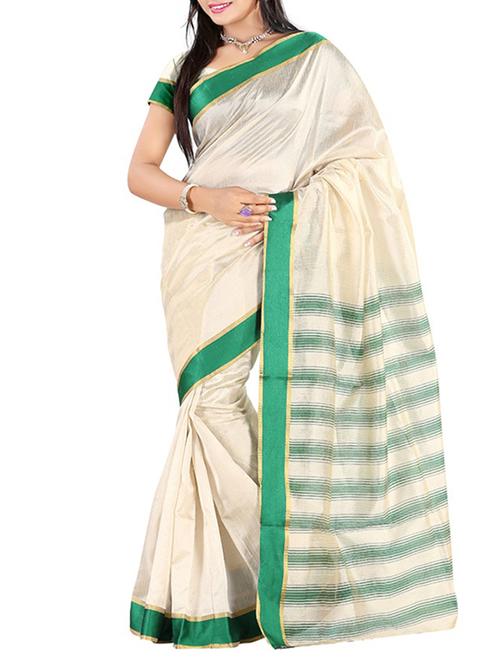 green silk printed saree with blouse - 12118225 - Very Small Image - 1