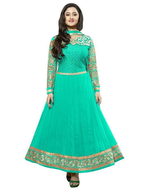 green chiffon unstitched suit - 12118570 - Very Small Image - 1