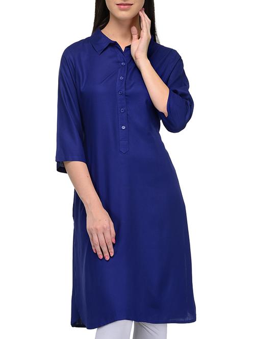 blue viscose kurta - 12118917 - Very Small Image - 1