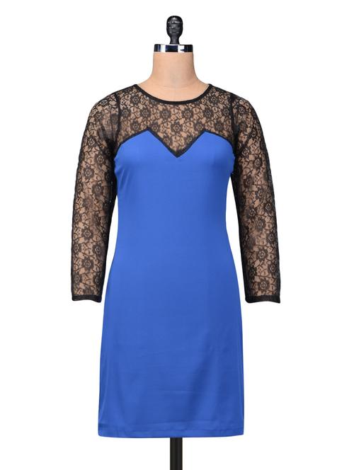 Blue and Black Polycrepe Net Dress - 1212089 - Very Small Image - 1