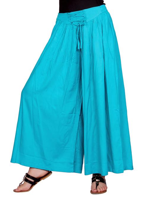 light blue rayon palazzos - 12121589 - Very Small Image - 1