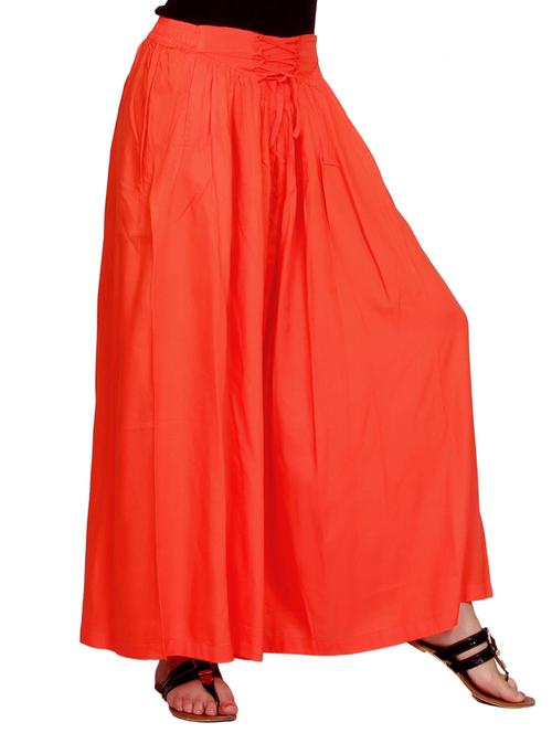 orange rayon palazzos - 12121591 - Very Small Image - 1