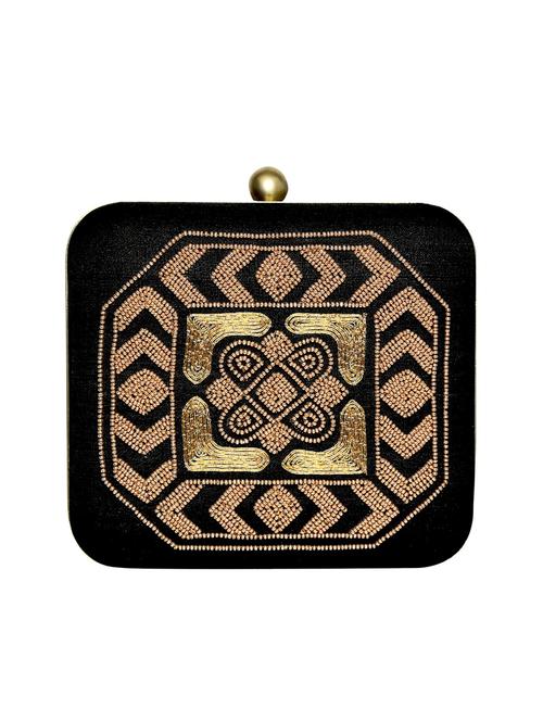 black beads embellished square box clutch - 12123054 - Very Small Image - 1