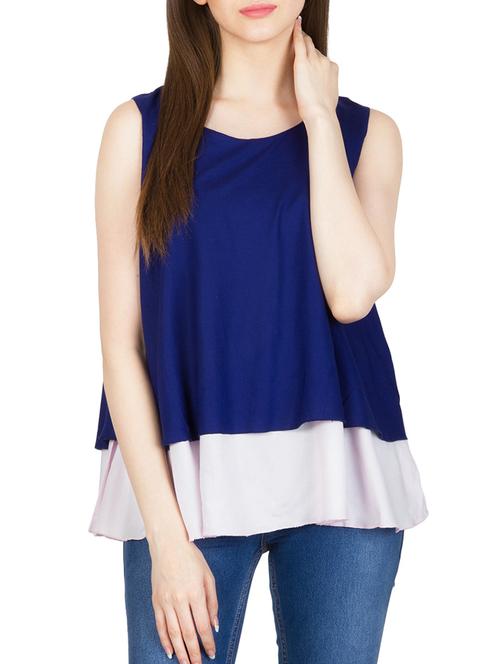 blue and white viscose layered top - 12125389 - Very Small Image - 1