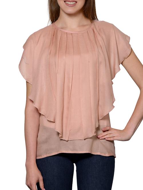 solid peach viscose top - 12125398 - Very Small Image - 1
