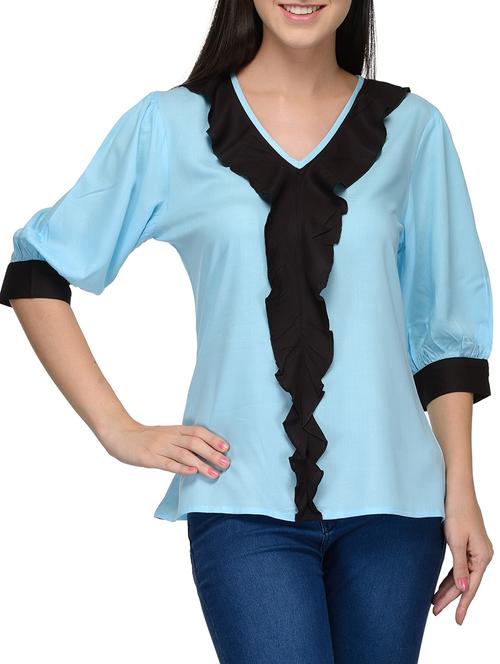 light blue viscose top - 12125409 - Very Small Image - 1