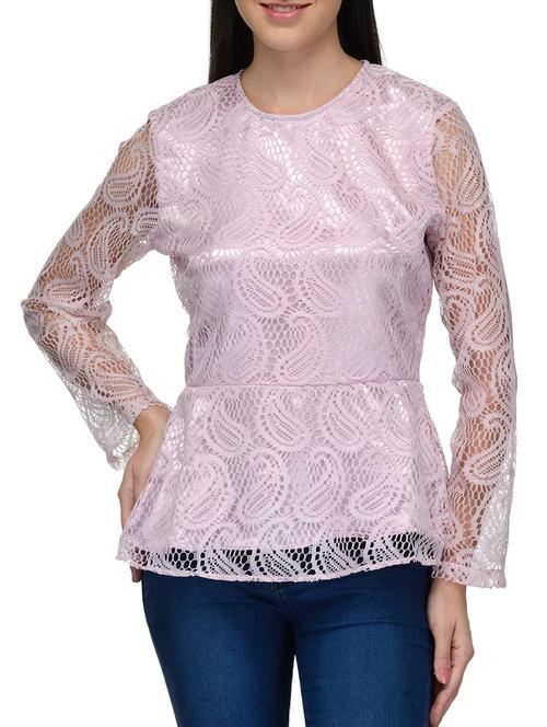 light pink paisley viscose peplum top - 12125414 - Very Small Image - 1