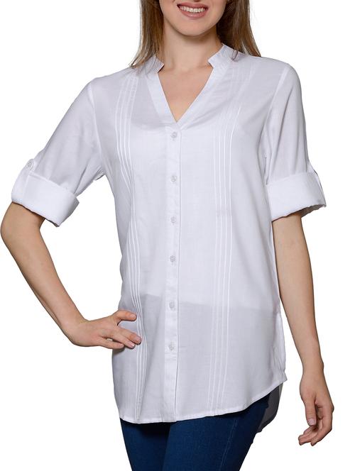 white viscose regular shirt - 12125420 - Very Small Image - 1