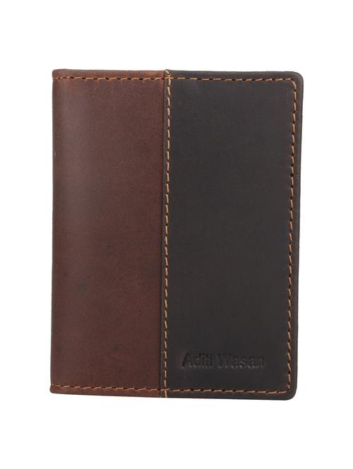 genuine leather tan & brown card holder - 12126282 - Very Small Image - 1
