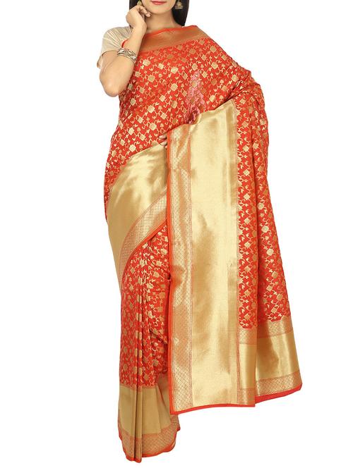 zari motifs banarasi saree - 12127505 - Very Small Image - 1