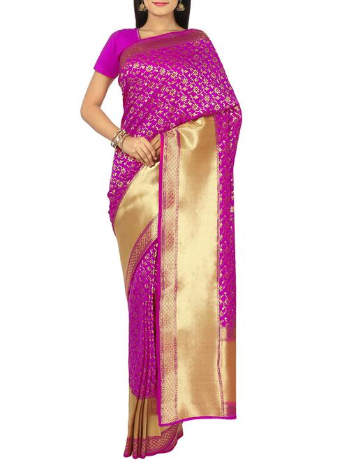 zari motifs banarasi saree with blouse - 12127507 - Very Small Image - 1
