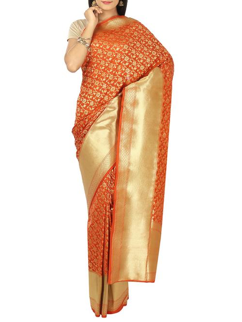 zari motifs banarasi saree - 12127511 - Very Small Image - 1