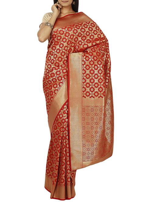 zari motifs banarasi saree with blouse - 12127519 - Very Small Image - 1