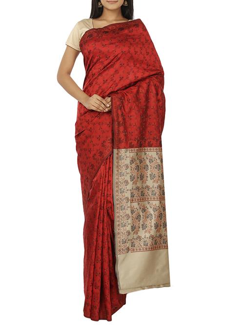 floral woven saree - 12127523 - Very Small Image - 1