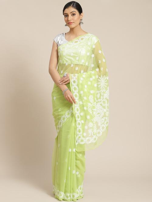 women's embroidered saree with blouse - 12128323 - Very Small Image - 1