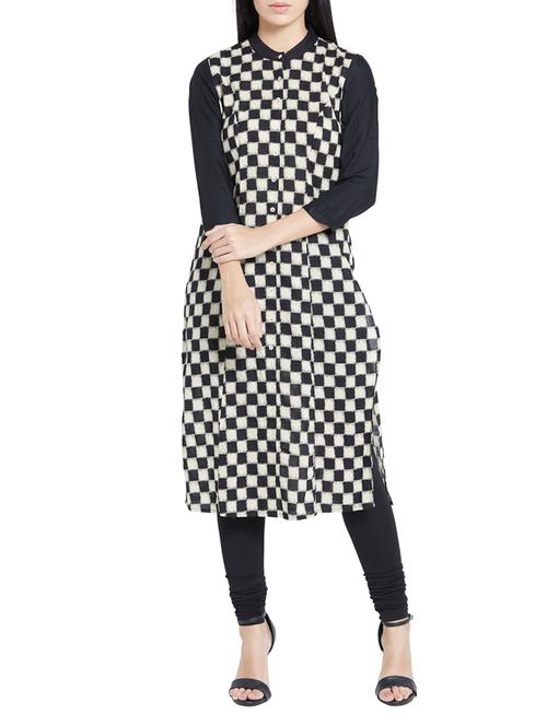 multi colored cotton aline kurta - 12128373 - Very Small Image - 1