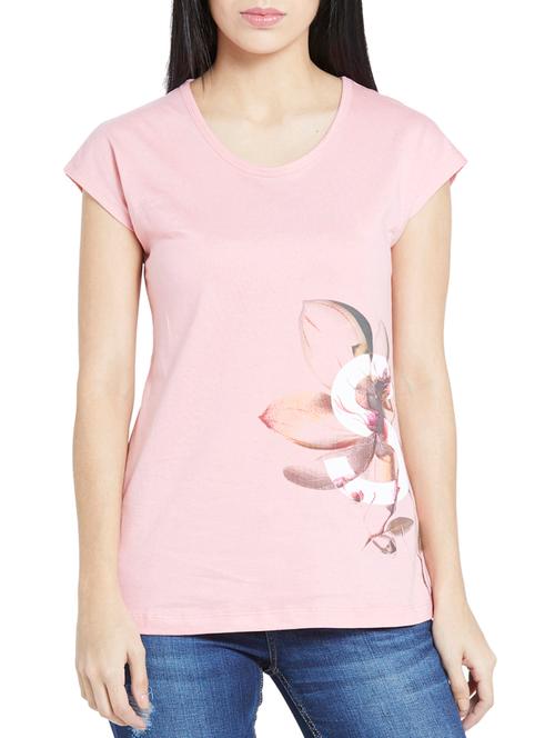 pink printed cotton regular tee - 12128432 - Very Small Image - 1